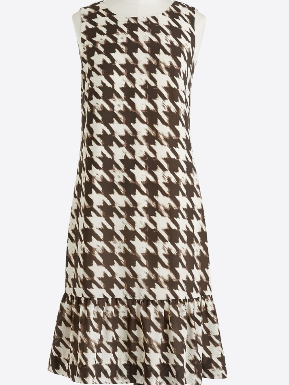 J. Crew Factory Brown and White Houndstooth Midi Dress